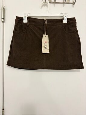 J.O.A. Dark Brown Corduroy Mini Skirt